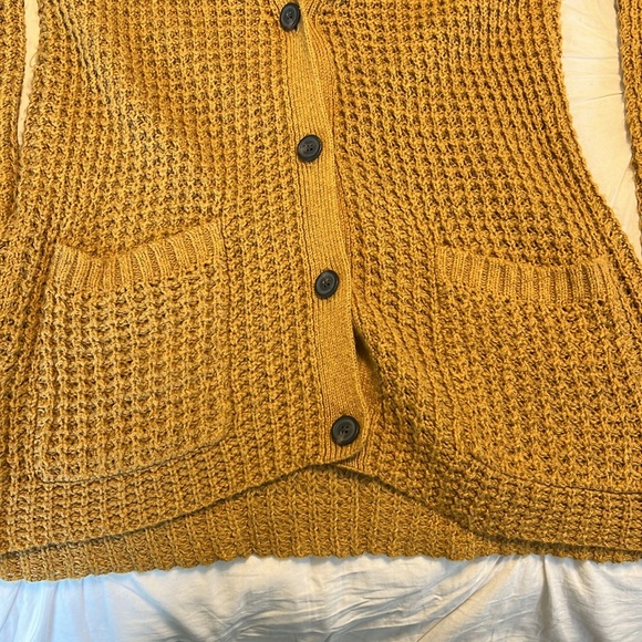 American Eagle Waffle Knit Cardigan - Mustard - Picture 2 of 4
